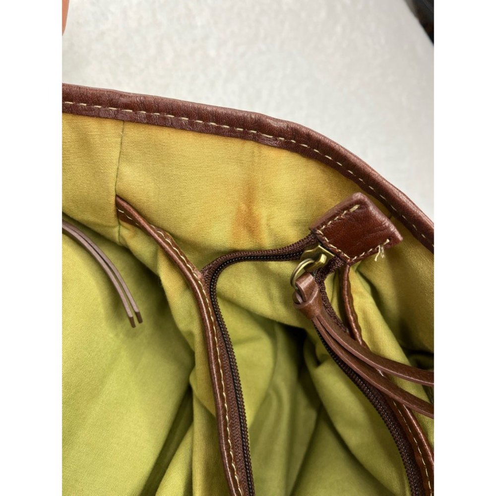 Fossil Womens Shoulder Bag Green Brown Floral Leaves Magnetic Canvas Pocket M - Picture 11 of 11